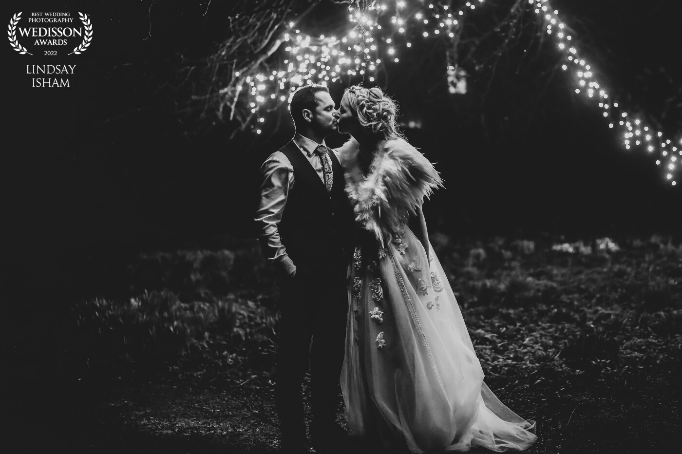 Oh wow!  This black & white beauty is of Brittaney & Daniel on their rainy, snowy day from the middle of February this year; under the fairy lights of Elsham Hall.  No extra lighting necessary for this one... it was all there for them at this stunning venue set in the heart of North Lincolnshire.  Their spirits were not dampened that day.