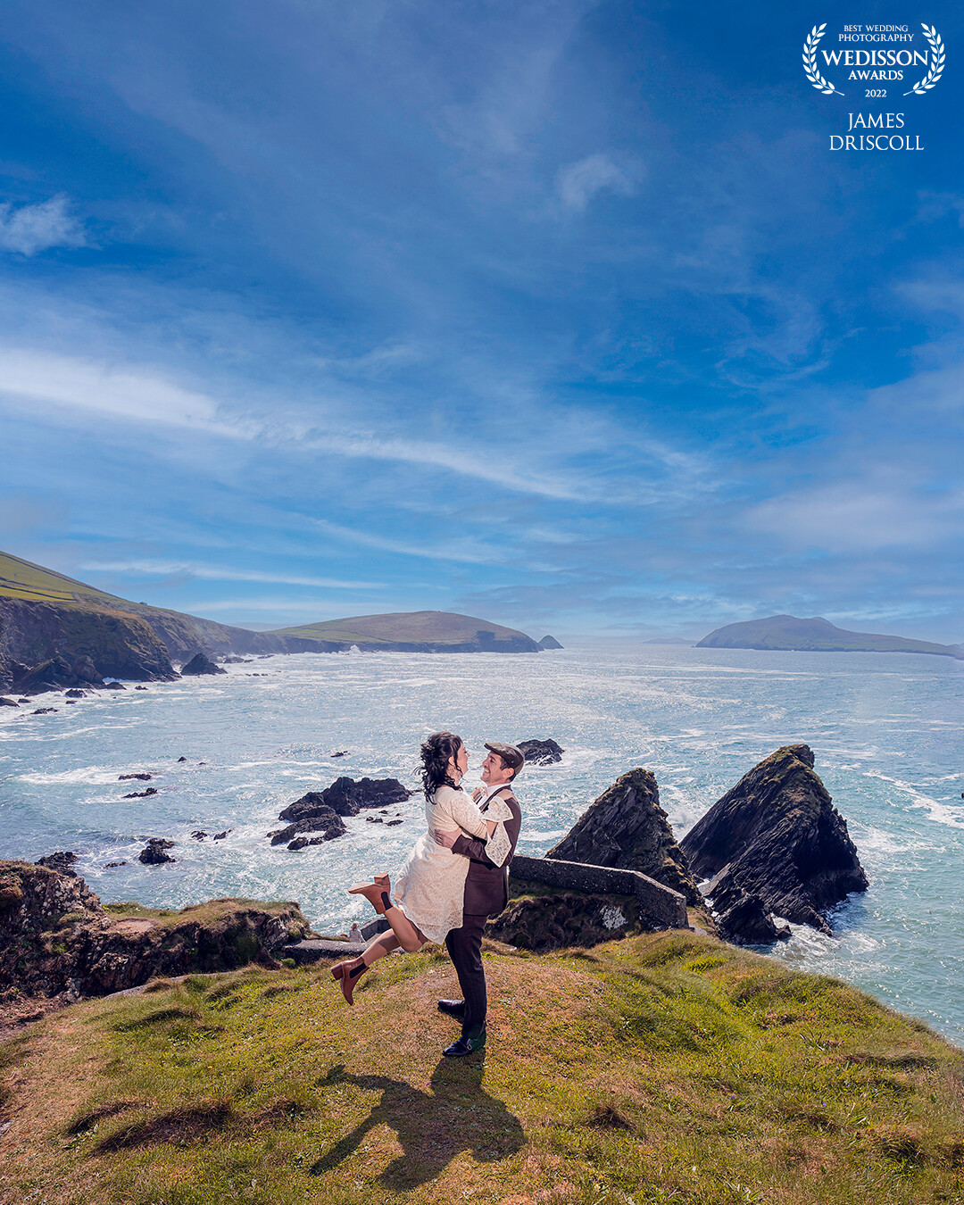 Shane & Karen down at Cé Dhún Chaoin / Dunquin Pier, Shane Australian born married Irish born Karen,, We travlled all around dingle selecting areas to shoot at on this day... A ton more epic locations from this wedding...<br />
Thanks wedissons....