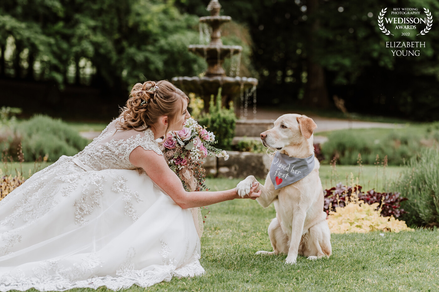 The  couples beloved pet dog certainly stole the show at this wedding. He even had his own bandana made for him as the ring bearer.
