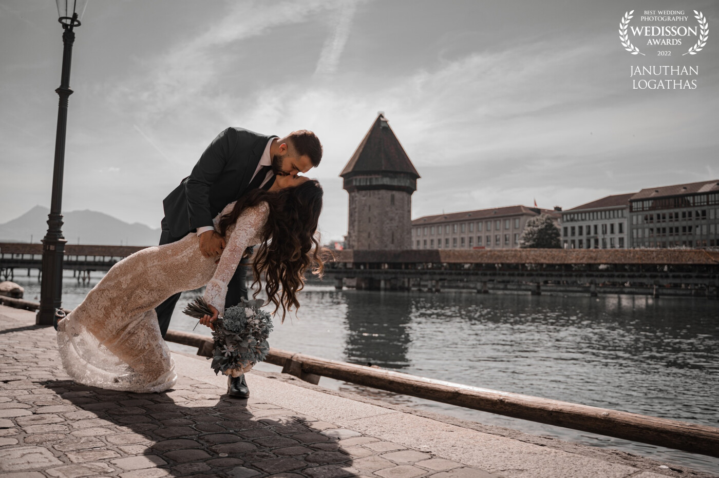 Since 1365 many lovers kissed their promise for their eternal love on this majestic bridge and the story continues with Antigona and Driton. An honor to capture the newly-weds in Lucerne.