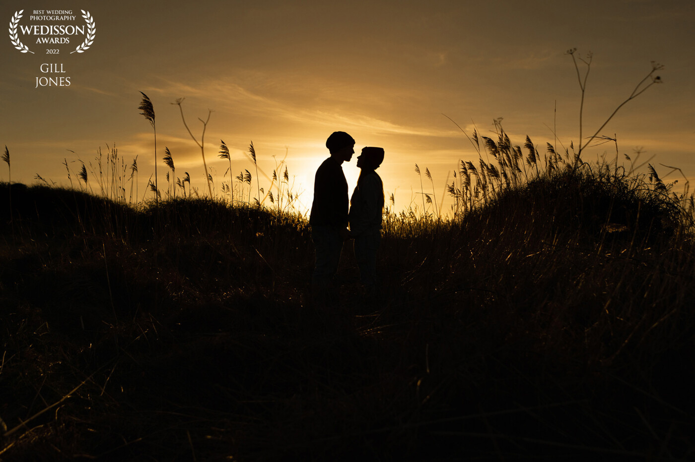 A fabulous  sunset 4.45pm in January for Tom and Evie's pre-wed shoot on the Isle of Anglesey, North Wales. Negotiating the marsh area, inching closer towards the Crigyll river we managed to capture this magical shot.