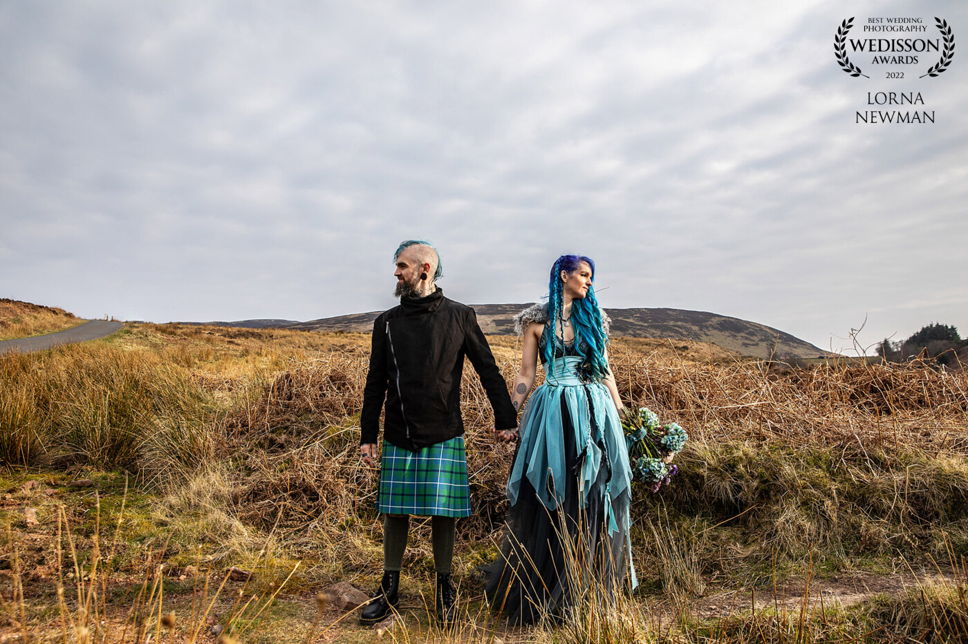 Louise & James had a beautiful gothic wedding ceremony in Scotland, all the details of this wedding was stunning and so unique. We head out to explore the beautiful Scottish landscape close to the Castle they got married in for their portrait session, it was the perfect backdrop.