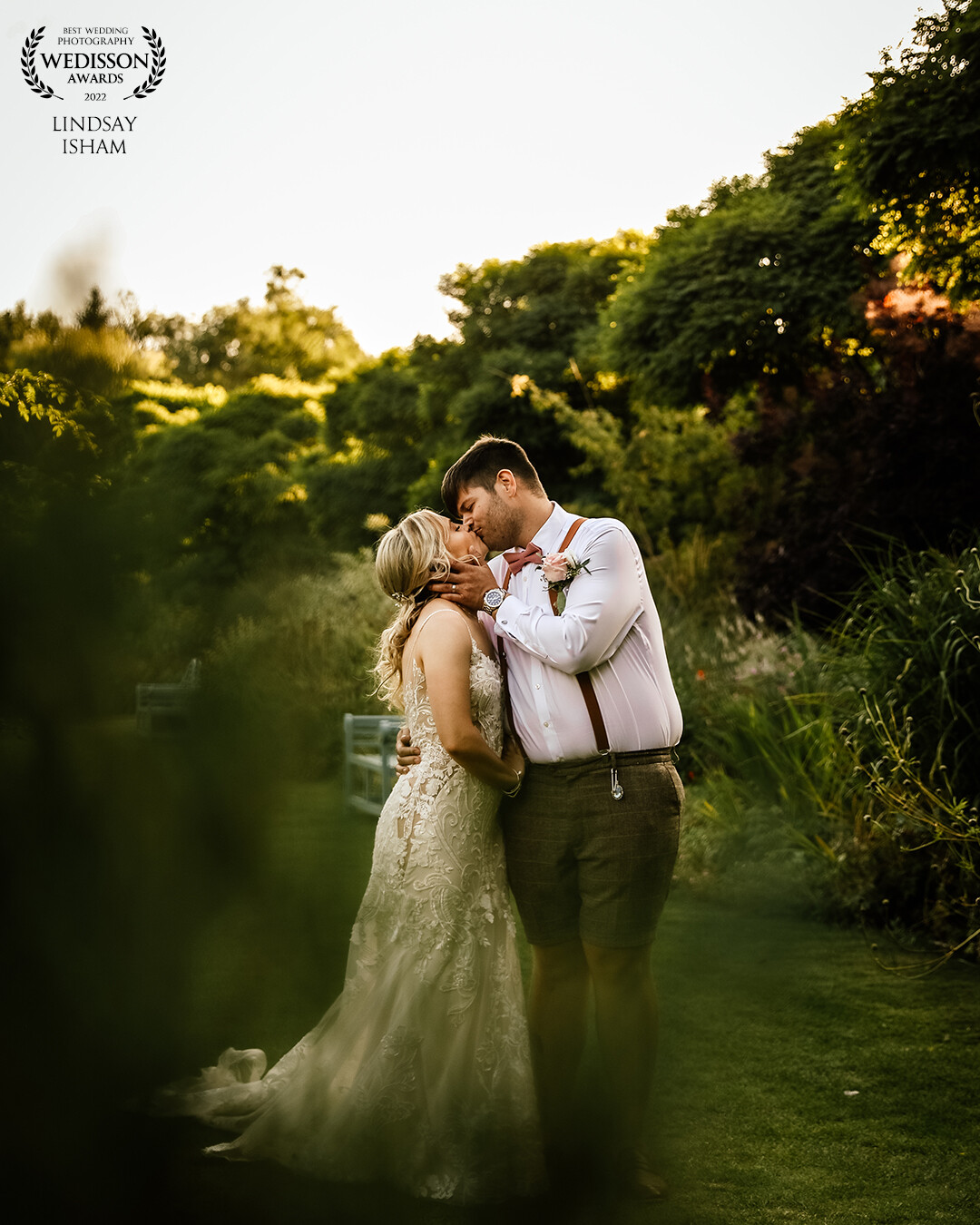 Hannah & Ollie's day was captured at the stunningly beautiful Elsham Hall in North Lincolnshire.  Taken during golden hour, this two were taking a romantic walk within the grounds and then shared a beautiful kiss - a priceless moment on their wedding day.