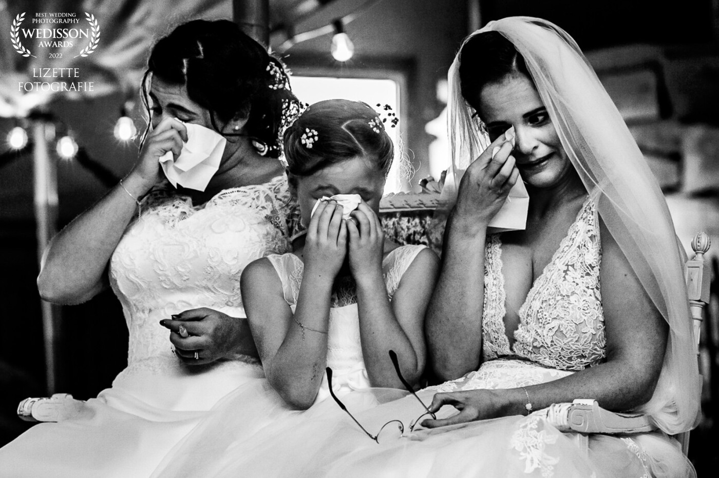 This was such a beautiful moment during the ceremony. The two brides were listening to a heart warming, emotional speech from a beloved one,  and the daughter was also in tears. i was waiting... waiting... waiting... And YES! 3 at the time, I had my lucky shot, where they al in sync drying their tears. a moment to never forget.