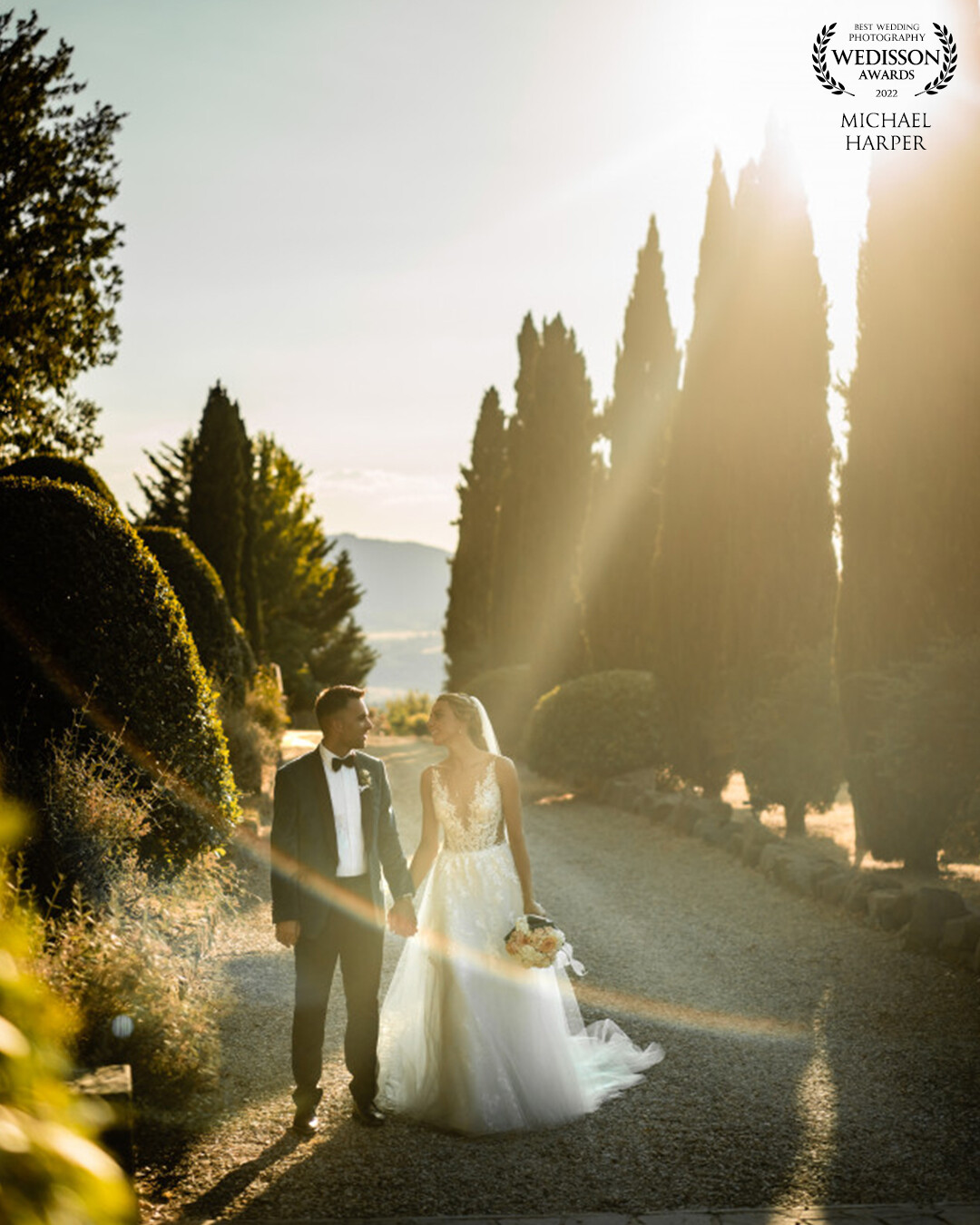 Captured in Tuscany as the sun slowly set. We took a slow walk down a tree-lined path and using an ND filter the sun was free to flare like crazy creating lots of cool effects!
