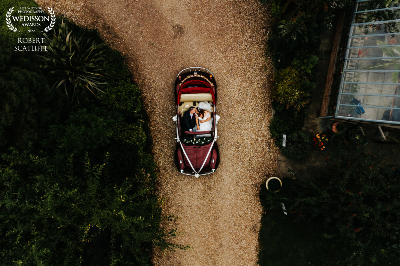 Upon arrival to the Wedding they showed me this open top VW Beatle which they had just bought, instantly I knew there would be a drone shot involved !