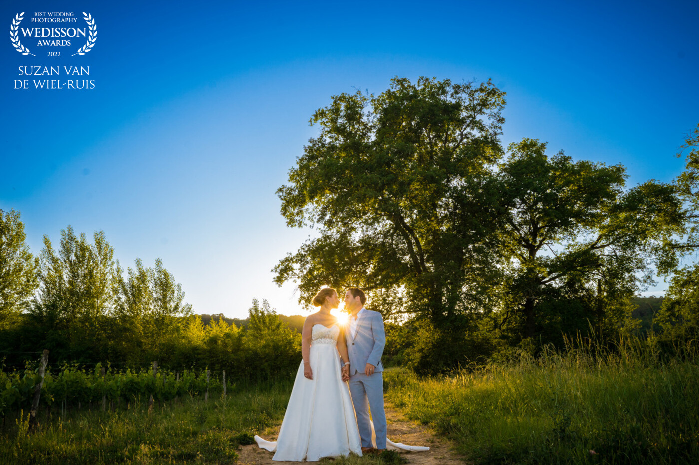 This was a beautiful destination wedding with an amazing couple at an incredible location in France. We saw this beautiful sunset and just had to take them away from their dinner to create some unforgettable photos!