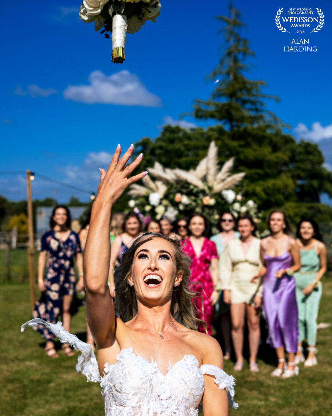 I love a bouquet shot and this one turned out great.  I'm finding they are becoming lessened less popular, although they are always fun.  This shot really worked for me and all the bridesmaids were really up for it.