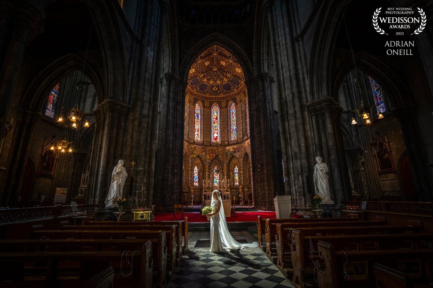 When you get married the most amazing Cathedral !!! this place was epic!! I wanted to encapsulate the whole place in the one image....there was a beautiful shaft of light backlighting the bride...Love when the natural light works beautifully