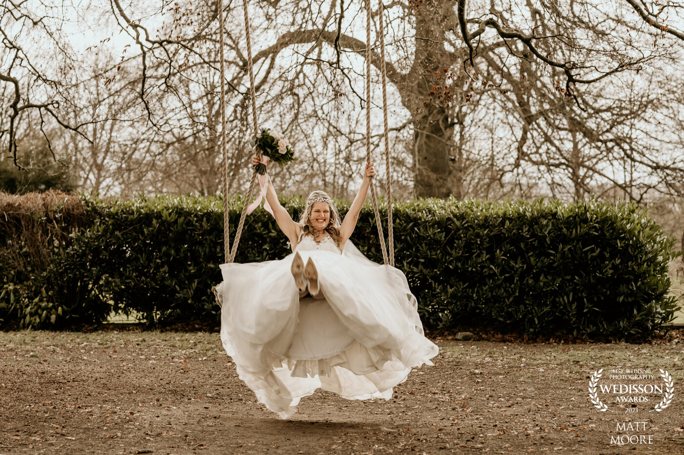 Selina enjoying a moment on the love swing at Ringwood Hall in Chesterfield during her wedding day... A true beaut!!