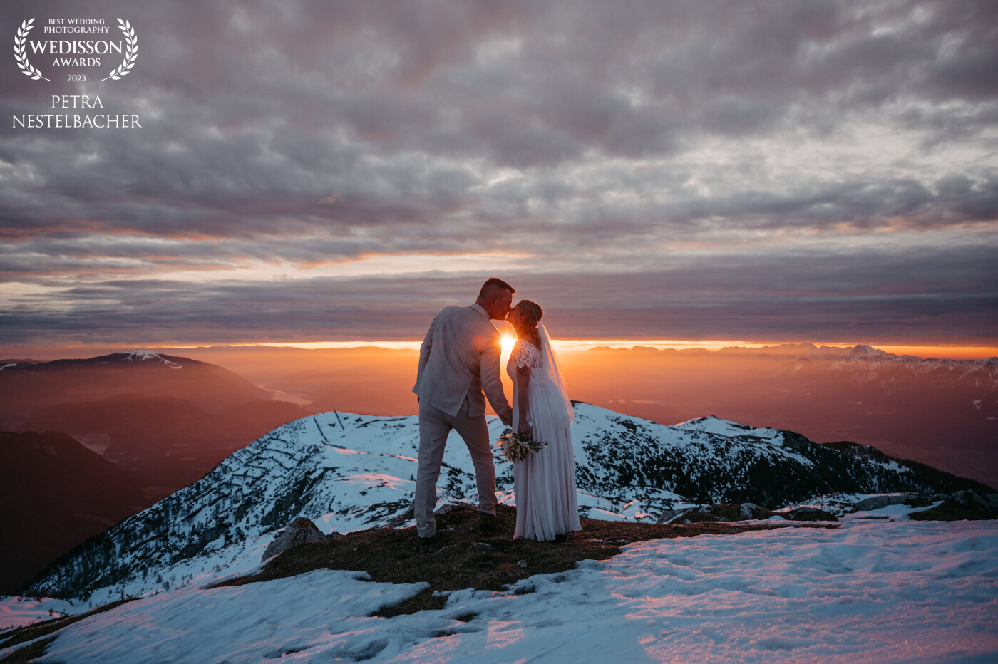 Amazing sunrise during the mountain elopement of Rabea & Alex. The sun only glimpsed for about 5min through the clouds and rewarded our early wakening with this stunning light!