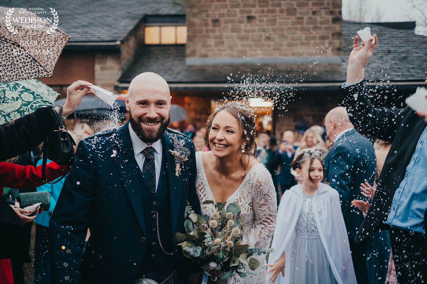 It was smiles all round after a gorgeous confetti run for Alex and Chris!