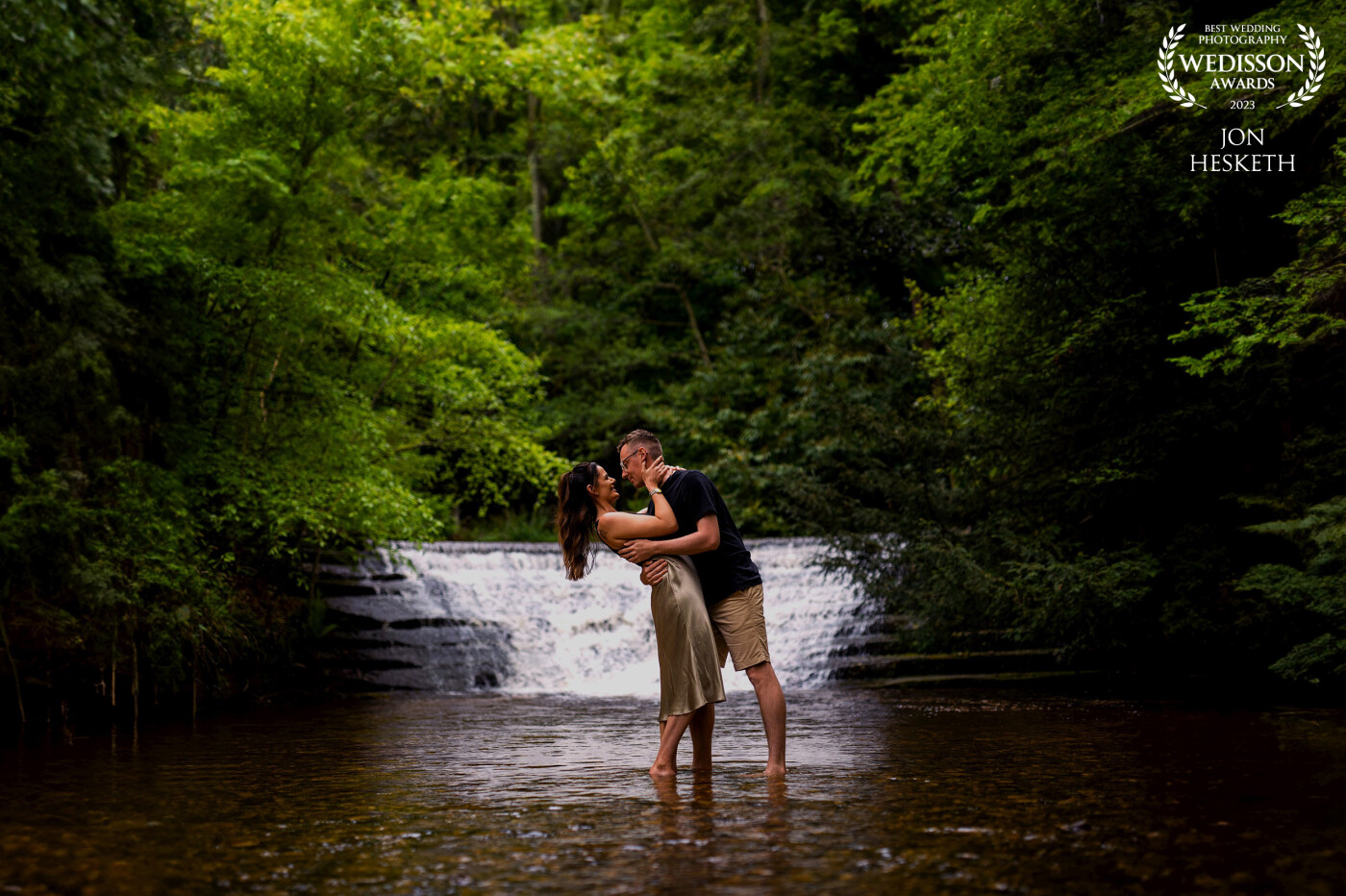 Abbie & Jac’s pre wedding shoot in the woods right next to the church they are getting married in August. They braved the water for such a beautiful moment.