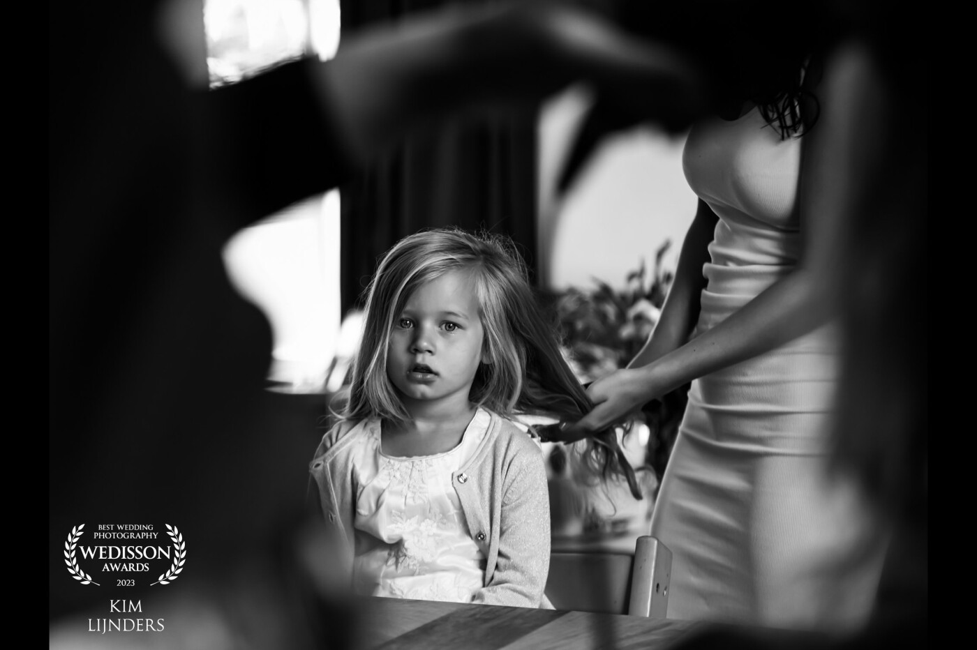 Getting ready…<br />
One of my favourite moments on a wedding day! I doubt if it’s also the favourite moment of this little bridesmaid…