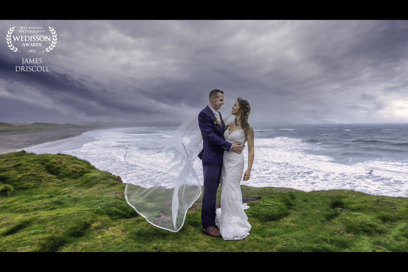 Colin & Cheryl embracing the Irish weather during a storm in west Cork