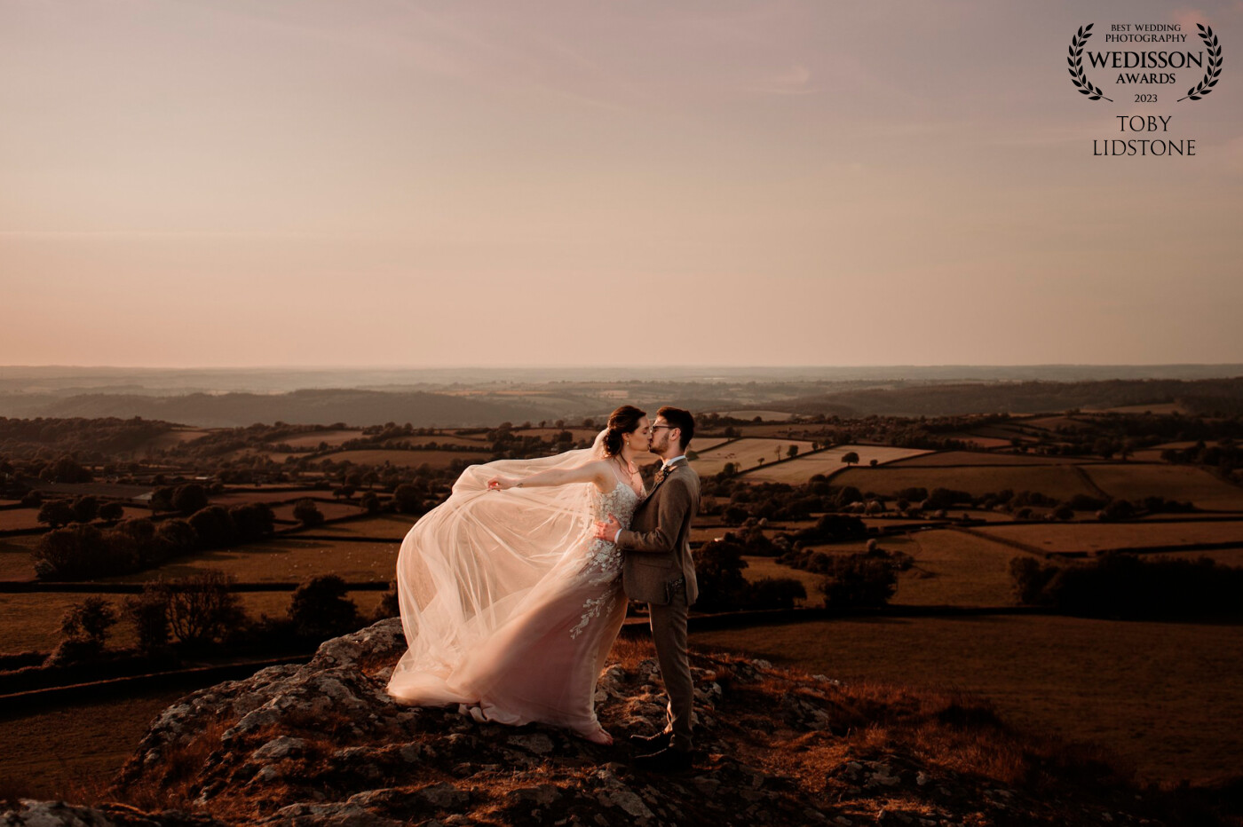 Christina & Aaron were more than happy to climb to the top of Brentor Church on Dartmoor, UK. <br />
The backdrop made an epic scene for this couples portrait.