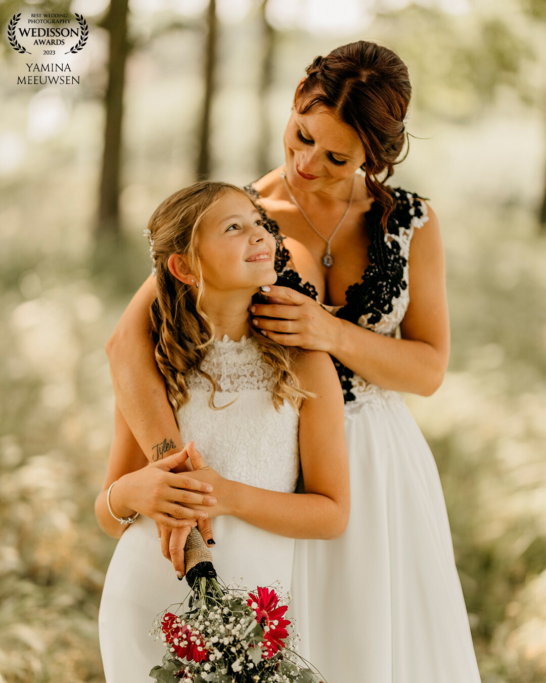 an intimate and pure moment with mother and daughter