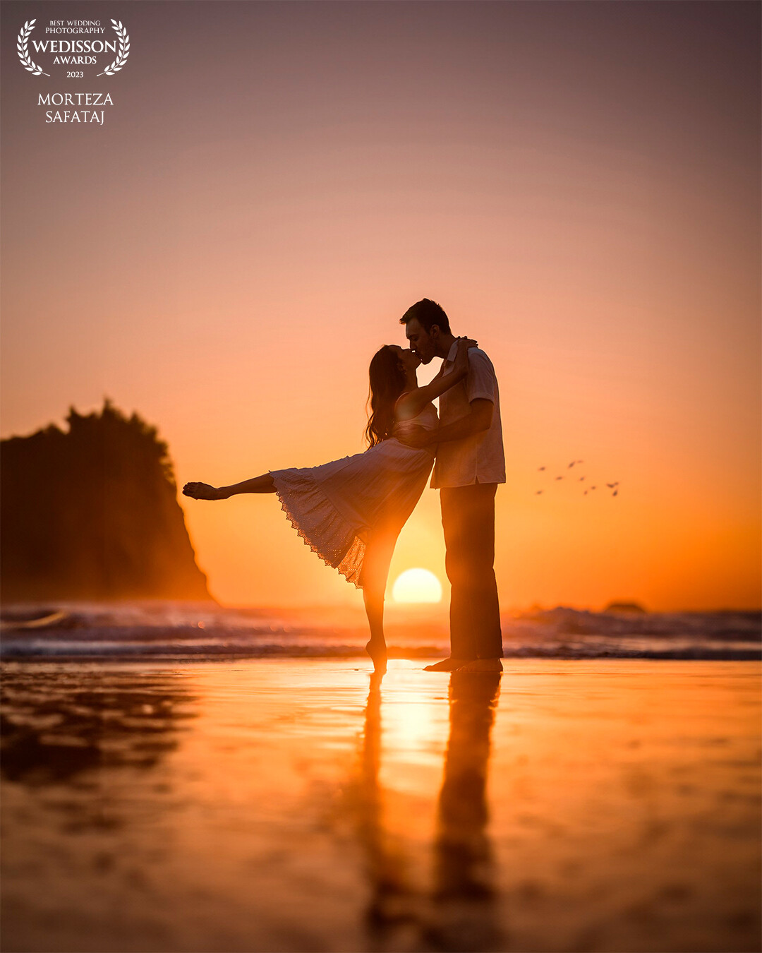 Amid the breathtaking Pacific Northwest coastline, we found ourselves immersed in a magical engagement photoshoot. As the sun began its slow descent, casting a warm golden glow on everything in its path, I couldn't help but feel the palpable love between Asia and David. With the gentle rhythm of the waves as our backdrop, I framed them in an embrace, their silhouettes softly illuminated by the radiant sunset.<br />
<br />
As Asia and David held each other close, lost in their own world, I clicked away, capturing a fleeting yet eternal moment.<br />
<br />
This photo embodies the essence of their journey – a love that shines even in the midst of life's changing tides. With every click of the shutter, I knew we were creating memories that would forever narrate their beautiful love story.