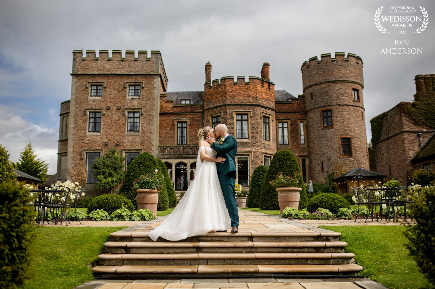 I just wanted to capture the beauty of Rowton Castle with the couple.  All I shouted was, "Tom! Give you wife a kiss." and boom I came up with this gorgeous image.