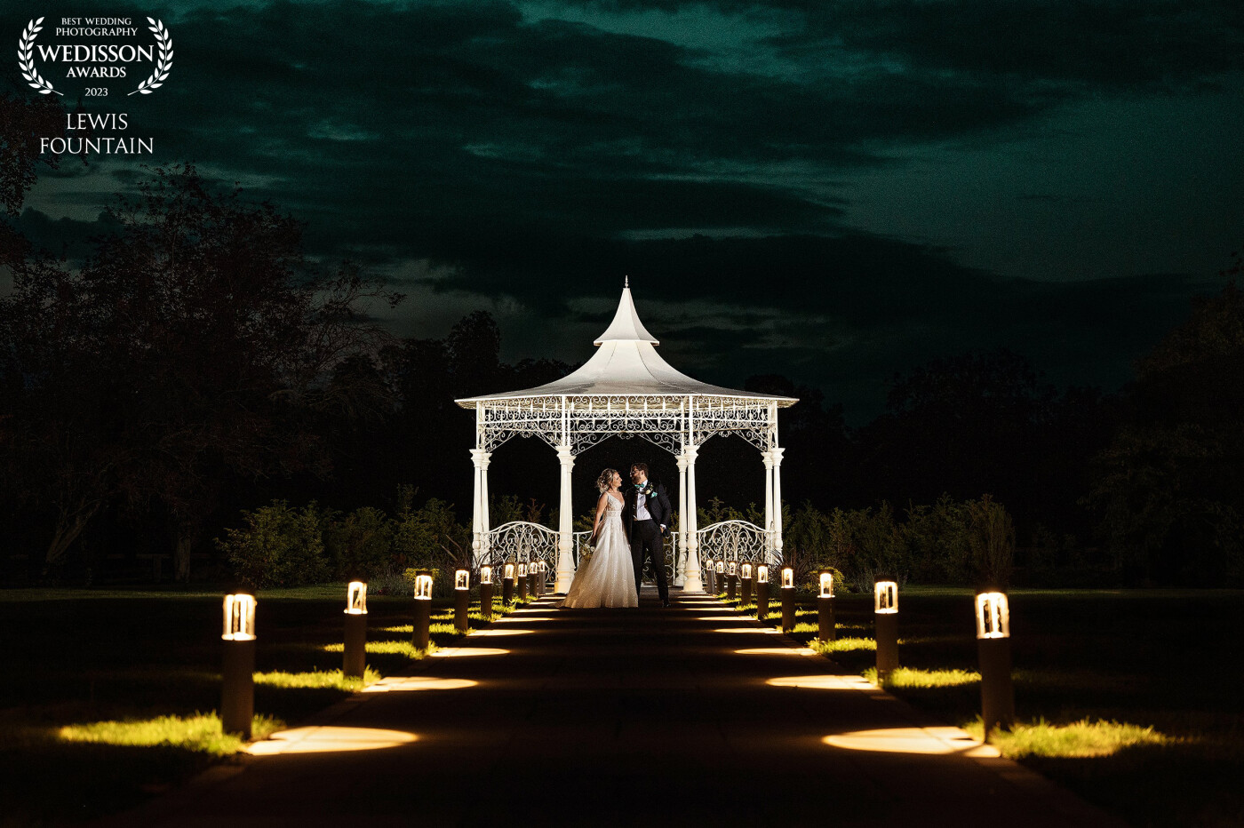 The new ceremony pavilion at Swynford Manor has been a favourite evening shot for photographers, but to get the best shot possible we knew we had to use all six of our mobile lights.<br />
It was a tricky shot to set up, but so worth it