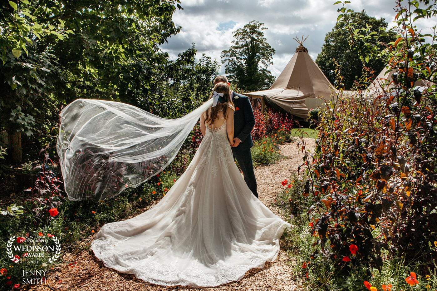 Jessica and Raff got married at the Wroxeter hotel in Shropshire. I was really looking forward to their wedding as I’d photographed Jessica’s sisters wedding a couple of years ago and the family are just so lovely! This is one of my favourite pics from the day - a lovely moment in the wildflower gardens complete with dramatic flowing veil and their wedding tipi in the background.