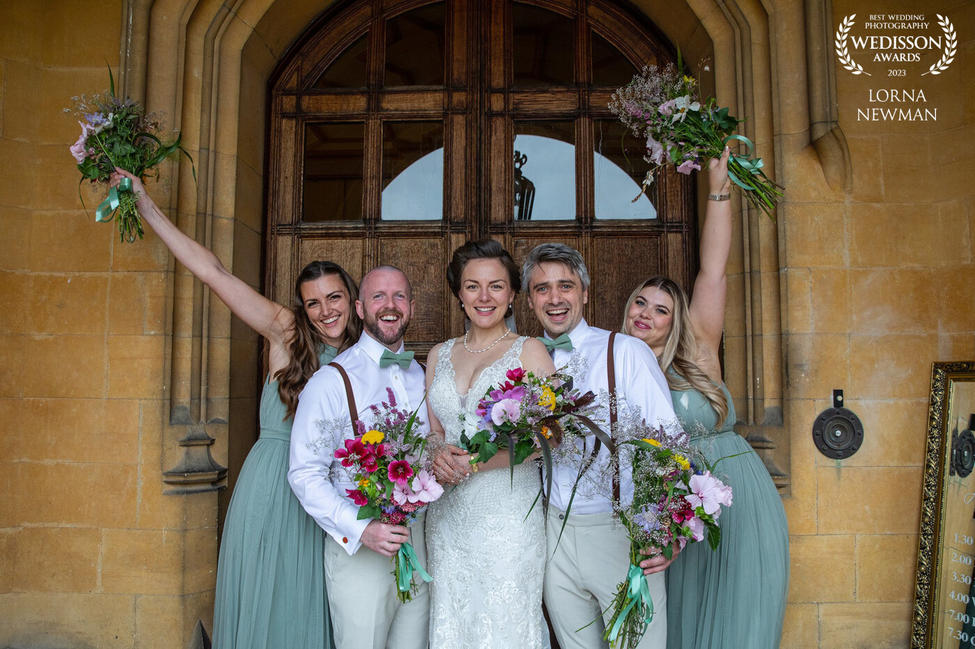 Bride's men can have wedding bouquets too! Lovely Charlotte celebrating with her bridal party at the beautiful Shuttleworth house. Love having fun with the group shots, they do not have be boring at all!