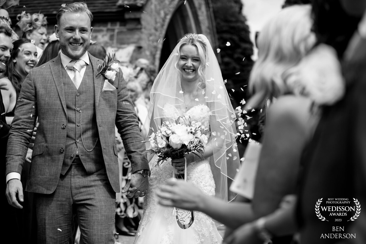 Absolutely loved this day, so much fun, love and laughter.  I always enjoy a good confetti run and with this one I wanted to stay cropped in on the couple to capture their emotions.  I feel it also shows how tight in everyone was. More intimidating the better. LOL!