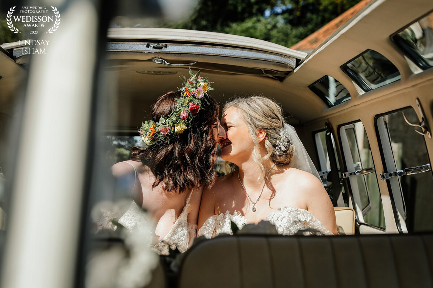 That just married feeling!  These two lovely ladies were having some quiet time, as literally a few minutes before this beautiful moment was taken, they had said their "I do's" under the rustic beams of the stunning barn at Elsham Hall.