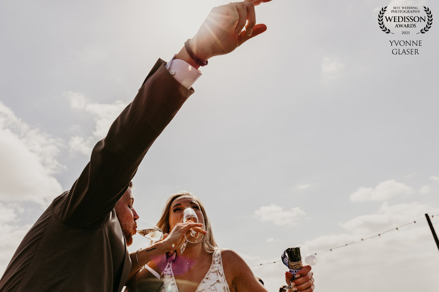 After their ceremony, full of euphoria, they toast to the beautiful life that lies ahead of them.