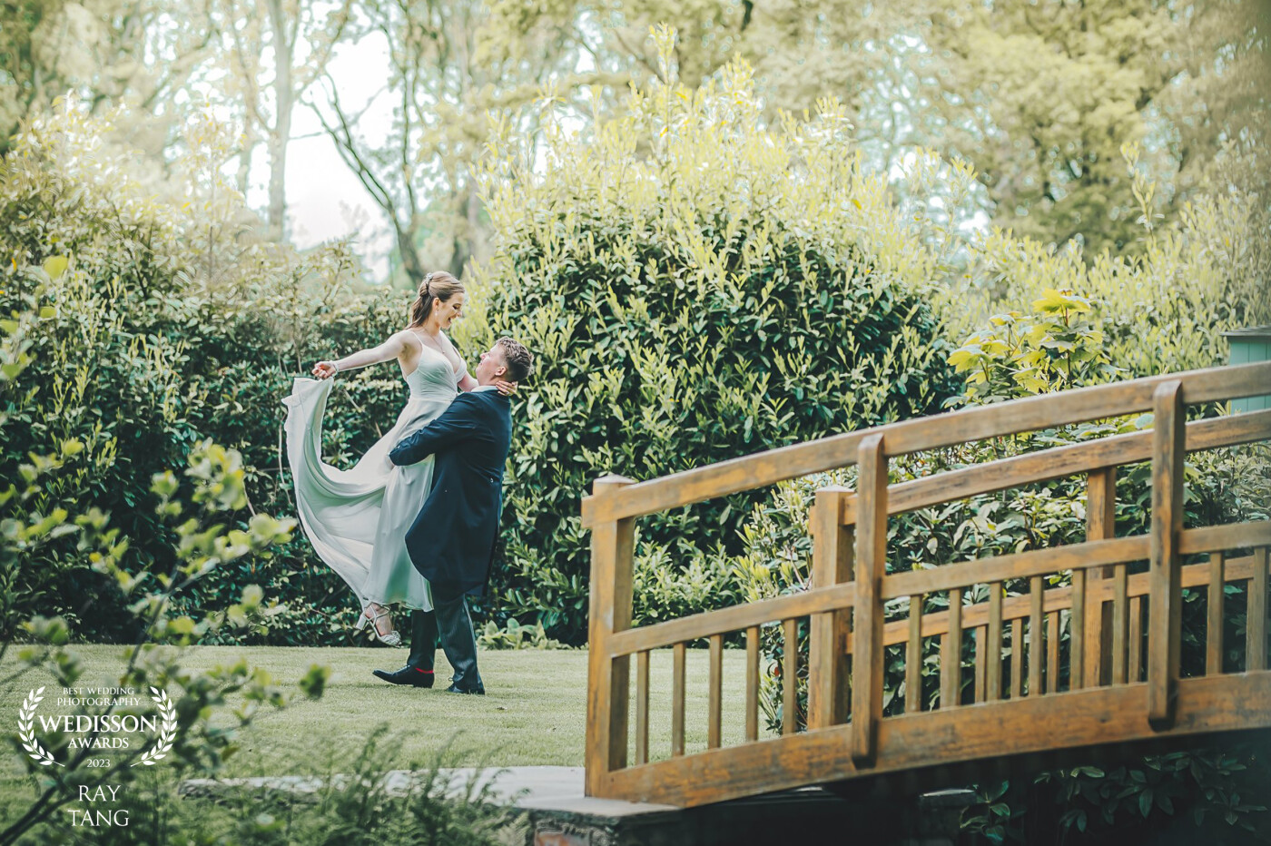 Capturing the magic of a wedding day at the breathtaking Worstead Estate in North Norfolk UK. Happy to capture this moment when the couple just decided to do the lift and spin at the end of the bridge.