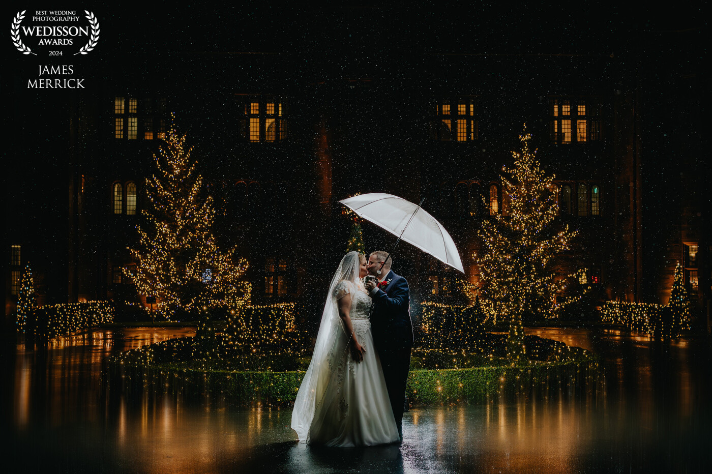 The rain fell all day for Laura & Shane right at the end of December 2023. This shot was a must in front of Abbey House in the Lake District.