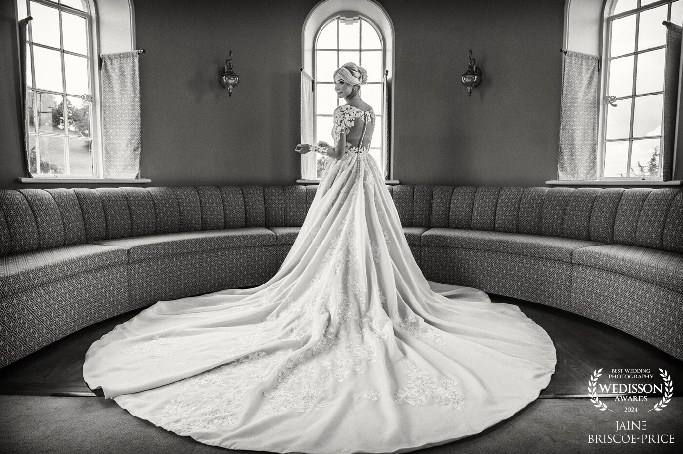 The bridal suite at Hawkstone Hall is simply stunning and when Charlotte put on her dress... well just WOW - if ever someone was born to death "that" dress, it was Charlotte!