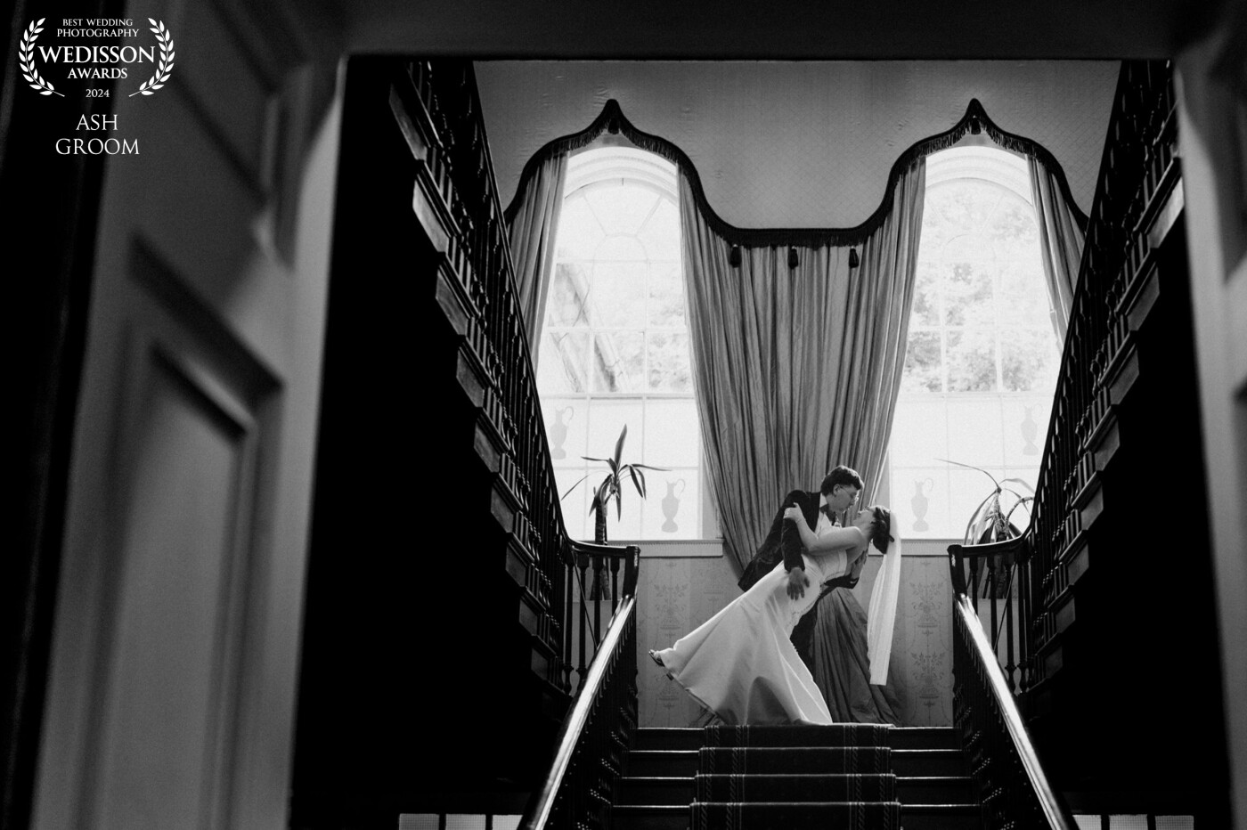 On the stairs inside Colwin hall Nottingham.