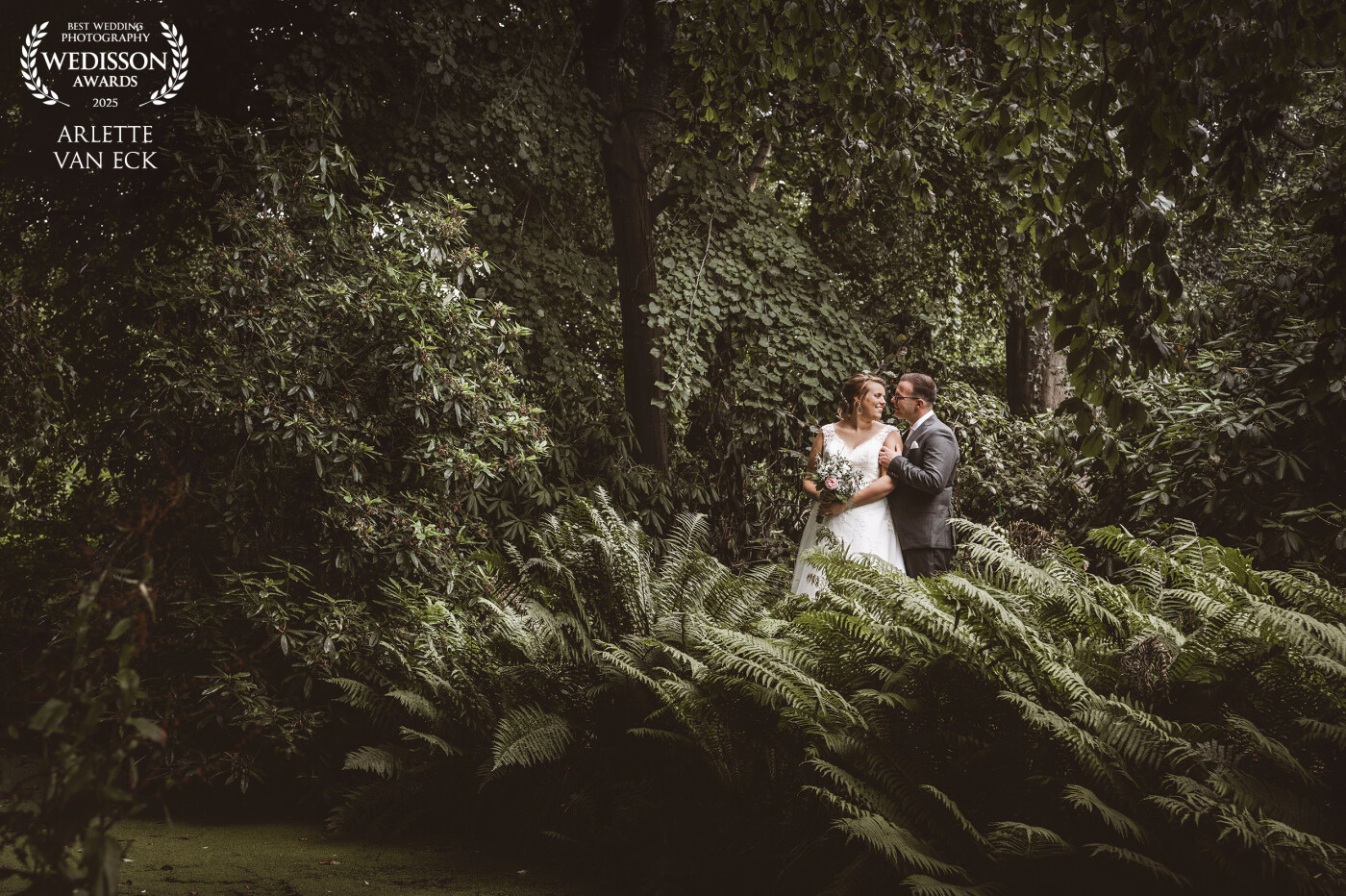 Some places are more than just beautiful... For the bride and groom, the fern plant has a special meaning. So what could be more beautiful than being together in the greenery, surrounded by exactly that plant that means so much to them.<br />
<br />
Not only my favorite photo, but also of my bride and groom.