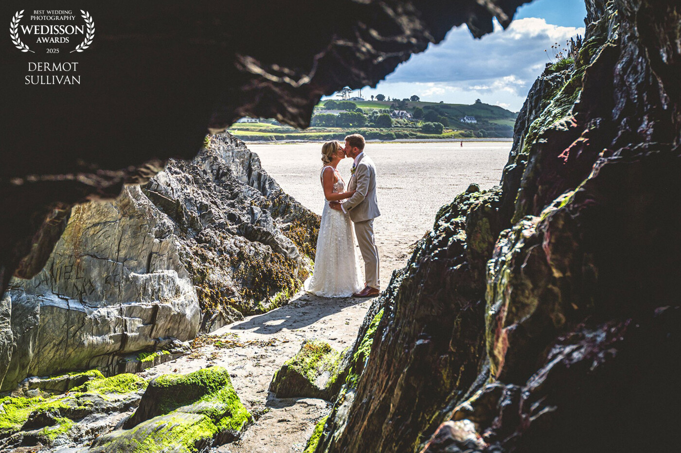 Inchydoney is a popular beach for wedding photos and when the tide is out, you can squeeze in to this cave and frame your couple in the entrance.