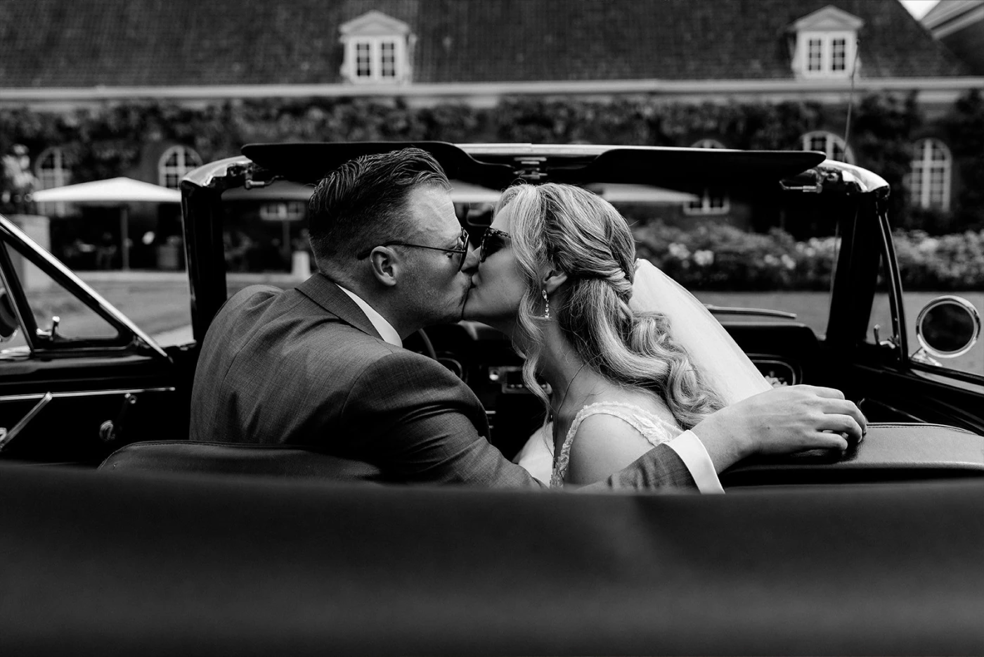 When you got an awesome car on your wedding day, you gotta use it for the pictures!