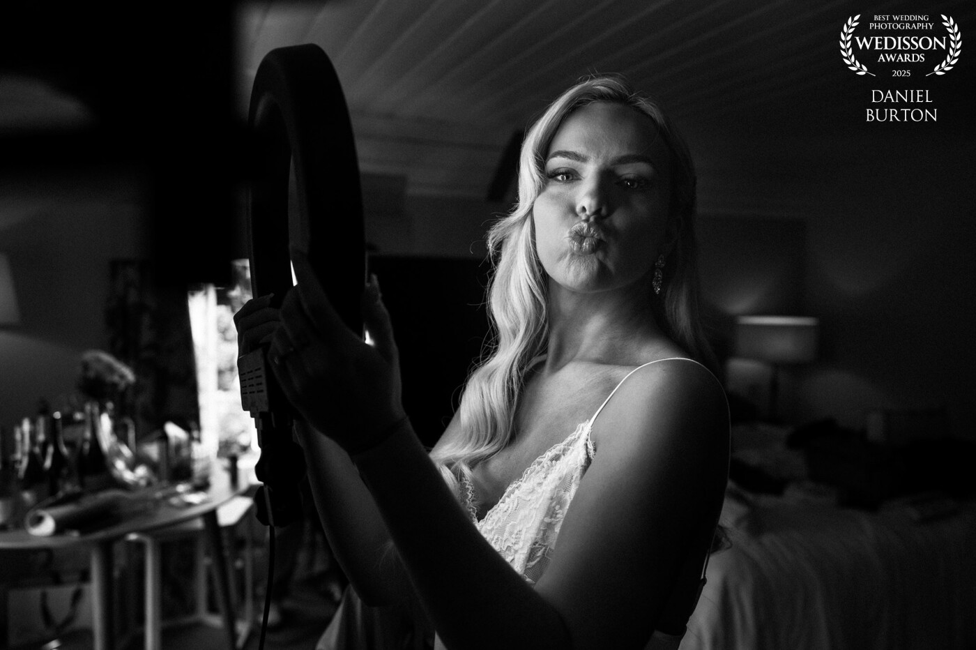 I fleeting moment during bridal prep after applying some lip gloss! <br />
<br />
A wonderful day at The Tithe Barn in Bedford with Alex + Mirran.